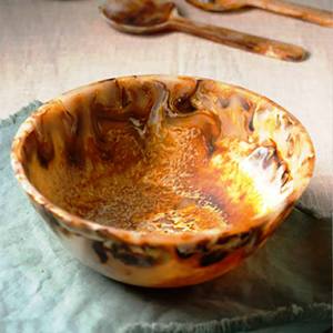 Tazón de Resina Marrón y Blanco con Remolino, Acabado Brillante, Liso, Hecho a Mano, Ecológico, Apto para Lavavajillas, Vajilla Decorativa para Fiestas y Cocina - Product Image 3