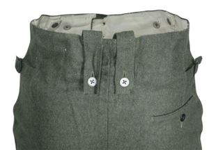 Men's High Waist Riding Trousers Solid Color Straight Leg Equestrian WW2 German Field Grey M43 <b>Wool</b> Trousers - Product Image 2