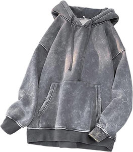 Custom Logo Unisex Winter Men's <b>Vintage</b> Hoodies Distressed Hooded <b>Sweatshirt</b> Graphic Pullover Acid Washed Hoodies - Product Image 2