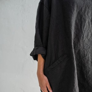 <span class=keywords><strong>Abito</strong></span> Lungo <span class=keywords><strong>Nero</strong></span> Casual da <span class=keywords><strong>Donna</strong></span>, Vestito Estivo Femminile in <span class=keywords><strong>Lino</strong></span> Lavato Enzimaticamente, Stile Giapponese e Coreano - Product Image 2