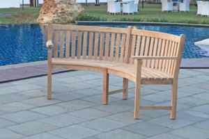 Elegante Banco de Patio Curvo de Teca, Sin Brazos, Madera Sólida, Asiento Cómodo para 2 Personas, Moderno, de Lujo, para Exteriores y Hoteles - Product Image 2