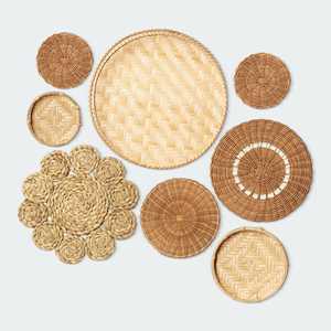 Ensemble de 8 étagères de présentation chic tissées circulaires florales pour panier mural - Product Image 3