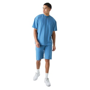 High Quality Custom Design Factory Price Casual Wear Top Selling Short Sleeve Plain High Neck Rib Design Men's <b>Twinset</b> - Product Image 1
