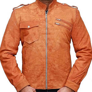 Chaqueta de cuero de gamuza de alta calidad para hombre 2025, cuello levantado con logotipo frontal, piel de vaca genuina para ropa de invierno - Product Image 1
