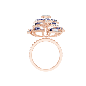 Anillo de compromiso de racimo de zafiro sintético en forma de cometa atemporal 14K oro sólido laboratorio cultivado diamante acento regalo de boda OEM ODM - Product Image 4