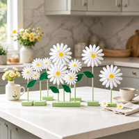 Décoration de table en feutre en forme de tulipe avec base en bois, centre de table artisanal pour le printemps et Pâques, pour la décoration de la maison et des fêtes