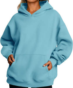 Sweats à capuche brodés en molleton tricoté surdimensionné pour femmes pour les jours d'automne froids soirées d'hiver froides Placement avant - Product Image 5