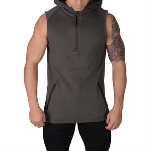 Otoño nueva moda sin mangas gimnasio chaleco 100% algodón Sudadera con capucha transpirable Casual entrenamiento deporte Activewear para hombres - Product Image 1