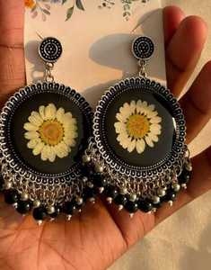 Boucles d'oreilles fleurs artisanales femmes plaqué or Style ethnique Zircon bijoux indiens cadeaux de fête de mariage - Product Image 1