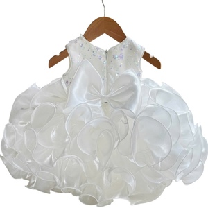 Elegant Princess Flower Girl Dress for Weddings with <b>Long</b> Train, Puffy Tulle <b>Skirt</b>, Bow Back Formal Birthday Gown Nhung Nguyen 3 - Product Image 1