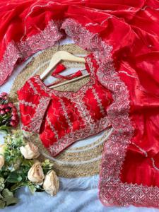 Designer Fancy Trending Outfit <b>Hot</b> Selling Best Zimmy Choo Silk With Embroidery Sequence Work <b>Sarees</b> And Blouse - Product Image 5