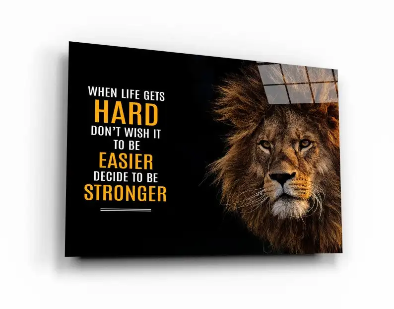 Lion Motivational Quote - acrylic glass and Metal wall art - luxury wall home decor for living room office bedroom