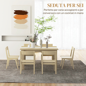 HOMCOM Mesa de comedor moderna para máximo 6 personas, en aglomerado, 140x89. 5x75 cm, color blanco y roble - Product Image 4