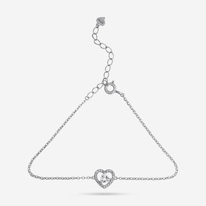 92.5 <b>Silver</b> <b>Bracelet</b> 191283 Heart-Shaped Religious <b>Charm</b> <b>Bracelet</b> with Diamond & Pearl Rhodium & Gold Plated Gift - Product Image 5