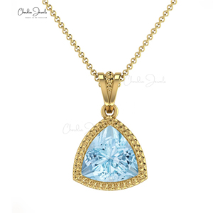 Proveedor Popular: Anillo de Compromiso Cristiano Personalizable de Oro Fino de 14k con Aguamarina Natural de 1 CT, Engaste de Garras, Corte Trillón, Hecho a Mano y de Moda - Product Image 3