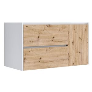 Luis NordikMueble Base de Lavabo Plano con Dos Cajones Puerta Lateral Color Roble Anudado Muebles de Baño Dimensiones 91x46xh55.5 cm - Product Image 1