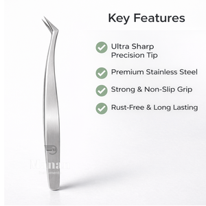 Pinzas Plateadas para Extensión de Pestañas, Acero Inoxidable, Precisión, Volumen, Aislamiento, Herramienta para Pestañas con Caja, Empaque OEM al por Mayor - Product Image 3