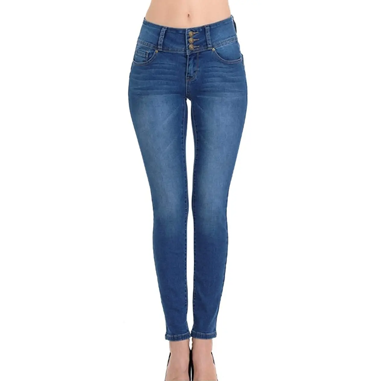 Custom Women Stretch Jeans Mid Waist Solid Color Manufacturer Provides Women's Skinny Denim Jeans Pants From Bangladesh