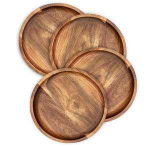 Platos y Bandejas de Comida Clásicos Pintados a Mano de Madera de Acacia Ecológica, No Tóxicos, para Decoración del Hogar y Fiestas (6-10 Piezas) - Product Image 1