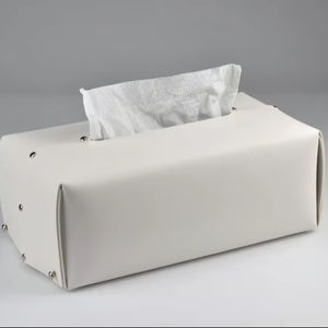 Porte-mouchoirs en gros de luxe tissu lin tissu moderne en cuir organisateur boîte à mouchoirs couverture en cuir LBTC-0048E - Product Image 1