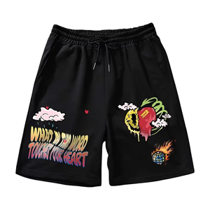 Pantalones cortos deportivos de verano de algodón 100% para hombre, pantalones cortos de entrenamiento informales para gimnasio, transpirables y bordados, ecológicos - Product Image 1