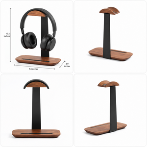Support pour casque en bois fait main, minimaliste et écologique, support de rangement multifonctionnel pour la maison ou le bureau - Product Image 4
