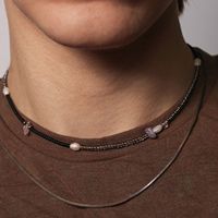 Set Perhiasan Batu Alam Musim Panas, Kalung Mutiara Air Tawar, Rantai Emas 18K Berlapis, Perhiasan Batu Permata Pria untuk Merek DTC