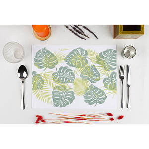 Mantel Blanco con Estampado de Monstera de 30x40cm, Reutilizable, Startex, B2B - Product Image 1