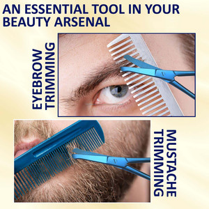 Tijeras de Acero Inoxidable Azul Titanio con Punta Redondeada para Recortar el Vello de las Orejas y la Nariz, Cejas, Bigote y Barba - Product Image 3