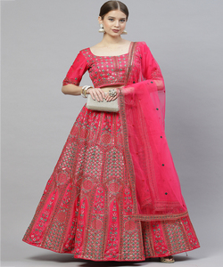 Designer Coton Pleine Séquence Lourde Broderie et Zari Imprimer Lahenga Choli avec Dupatta Réception Porter Vêtement Ethnique Apparelgarment - Product Image 1