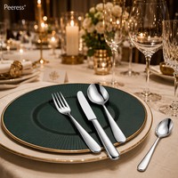 Ensemble de couverts minimalistes personnalisés en acier inoxydable, cuillère, fourchette, couteau réutilisables, finition miroir, vente en gros pour hôtels et restaurants
