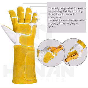 Guantes de soldadura de cuero dividido de vaca Premium resistentes al fuego equipo de soldador Industrial barato guantes de protección de manos - Product Image 2