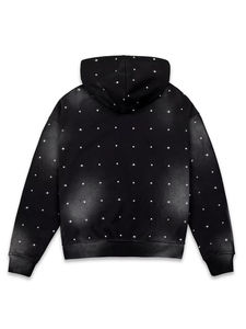 Sweat à capuche pour homme en coton 100% lourd, coupe classique, avec strass personnalisés, délavé à l'acide, effet soleil, idéal pour le streetwear décontracté et la mode hivernale - Product Image 2