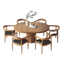 Premium Luxus Modernes Design Massivholz Runder Esstisch Set für Restaurant Gewerbliche Nutzung Hergestellt in Indonesien