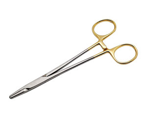 TC Mayo Hegar Soporte de Aguja de Sutura, Pinzas de Acero de Primera Calidad con Insertos de Carburo de Tungsteno y Anillos de Oro - Product Image 1