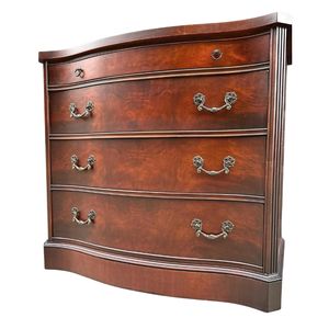 Commode à 4 tiroirs en bois massif de style héritage, en acajou, façade incurvée, fabriquée à la main, multi-usages, chambre à coucher, salon, hôtel, rangement - Product Image 2