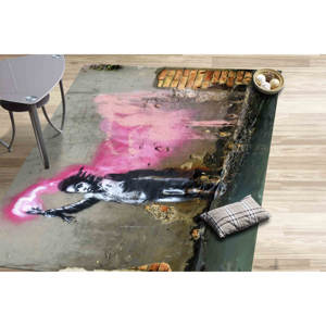 Alfombra con diseño de niño migrante de Banksy: arte de grafiti, fácil de limpiar, alfombra impresa, alfombra delgada no tejida - Product Image 4
