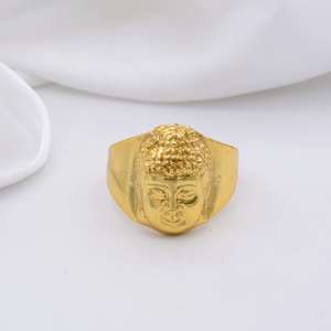 Anillo de latón con diseño de Buda para hombre, chapado en oro de 18k, anillo religioso espiritual hecho a mano, estilo bohemio, anillo llamativo al por mayor para mujer - Product Image 5