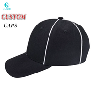 Gorra de béisbol americana de 6 paneles de alta calidad con logotipo personalizado, sombrero de negocios en relieve, tela negra sólida, nuevo sombrero de árbitro de alto perfil