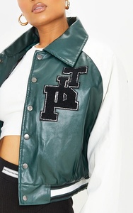 Venta caliente Otoño Invierno Manga de cuero Patchwork Top Moda Chaqueta de cuero Venta caliente Mujeres Varsity Jacket - Product Image 2