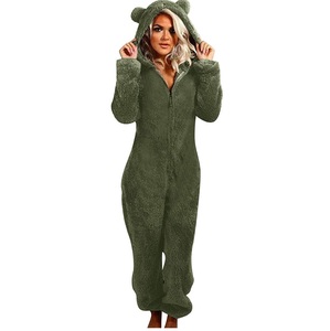 Haute qualité léger femmes combinaison Onesie solide vêtements de nuit ensemble de vêtements de nuit grande taille fait polaire respirant 100% coton - Product Image 3