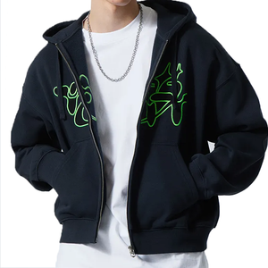 Sudadera con capucha de gran tamaño de algodón 100% de alta calidad, ropa de calle desgastada con hombros caídos y forro polar grueso para hombre, sudaderas con capucha transpirables de invierno - Product Image 4