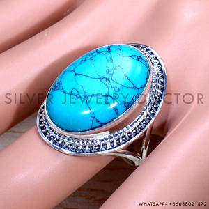 แหวนพลอยเทอร์ควอยซ์สีเงินสเตอร์ลิงแท้925เครื่องประดับชั้นดีสำหรับขายส่ง - Product Image 2