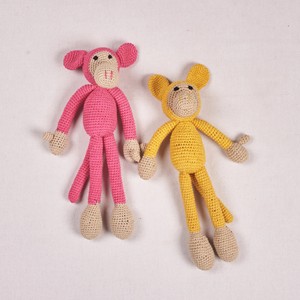 Juguete de mono esponjoso suave orgánico ecológico para niños, ganchillo a mano, sin BPA, lavable y de viaje, juguete de animales - Product Image 1