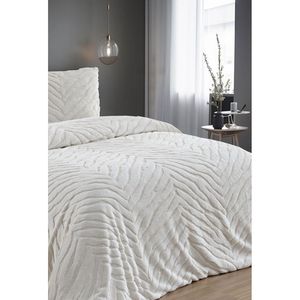 Parure de lit 3 pièces en fourrure zébrée rayée Diamond, crème, 220x240 cm, taille King, avec sac PVC d'origine pour la maison et Noël - Product Image 3