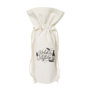 Merlot and Mistletoe Christmas Cotton Canvas Wine Bag - Product Image 1