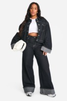 Veste en jean oversize noire unie pour femme 2025 – Tissu en coton de haute qualité, col montant, style urbain