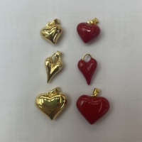 Ciondoli a Cuore 3D in Smalto Rosso, Placcati in Oro 18k, in Ottone Lucidato, a Forma di Cuore, per Donna