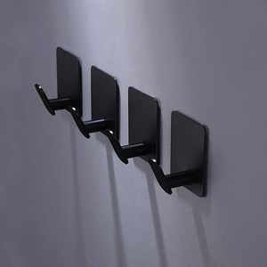 Matte Black Stainless Steel Adhesive <b>Hooks</b> & <b>Rails</b> for Bedroom or Kitchen Wall Use - Product Image 1