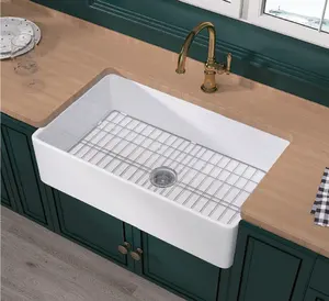 Premium Apron Kitchen Sink Design Essence C/w Drainer and Kitchen Sink Protector LT-FH-KS-00010 Modern Grid Kitchen Wash Basin